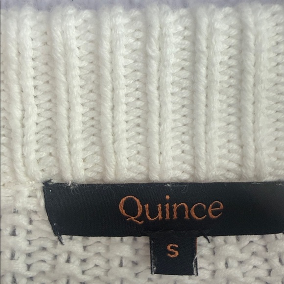 Quince Women White Cable 100% Organic Cotton Cropped Sweater Size S - Picture 9 of 10